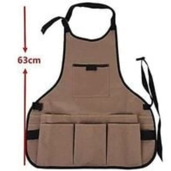 Women's Gardening Apron with 14 Pockets, 600d Oxford Work Apron, Adjustable Protective Apron for Garden Tools (Brown)