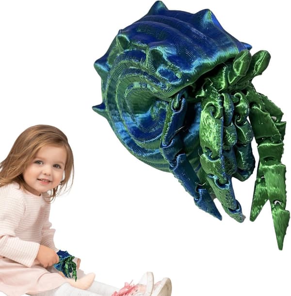 3D-printet Eremitkrebs-Fidget-legetøj, 3D-printet blågrøn - Blaugrün