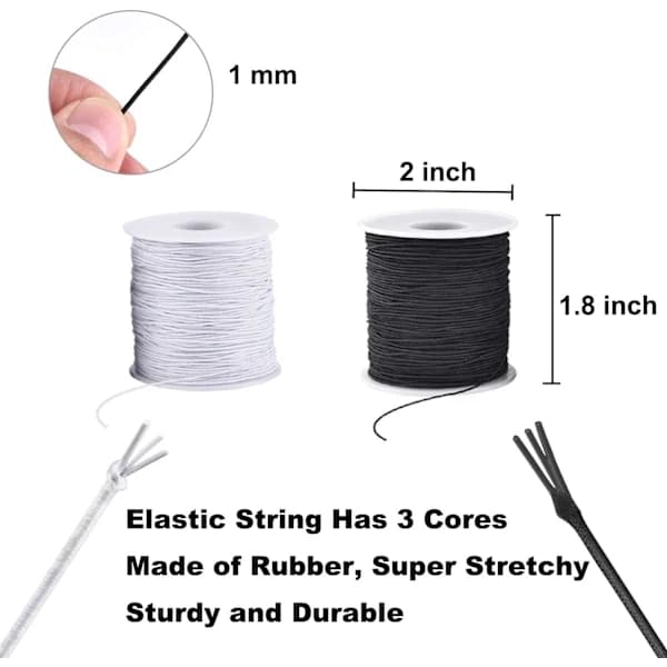 Elastisk tråd til armbånd, 2 ruller 1 mm 100 meter robust armbåndssnor, strækbar elastisk tråd til smykkefremstilling, halskæder, perler