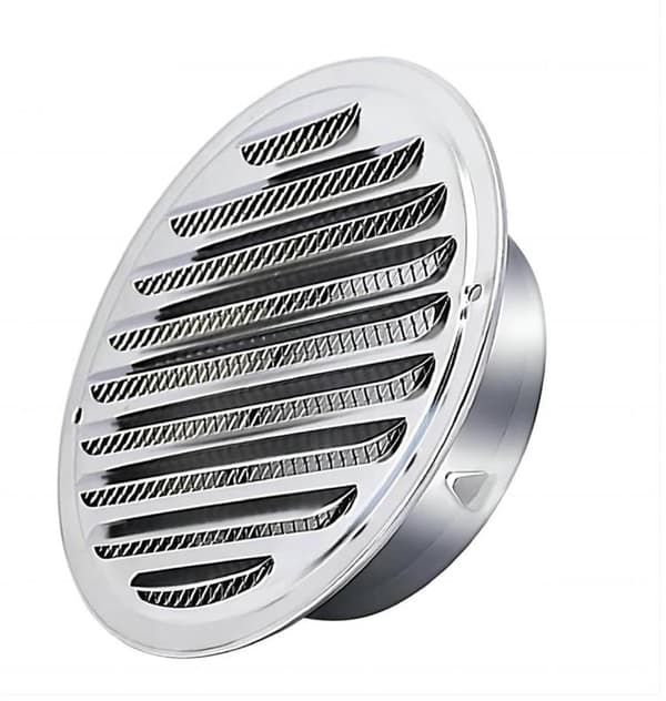 Rund ventilasjonsrist i rustfritt stål 80 mm – luftutløpshette med myggnett