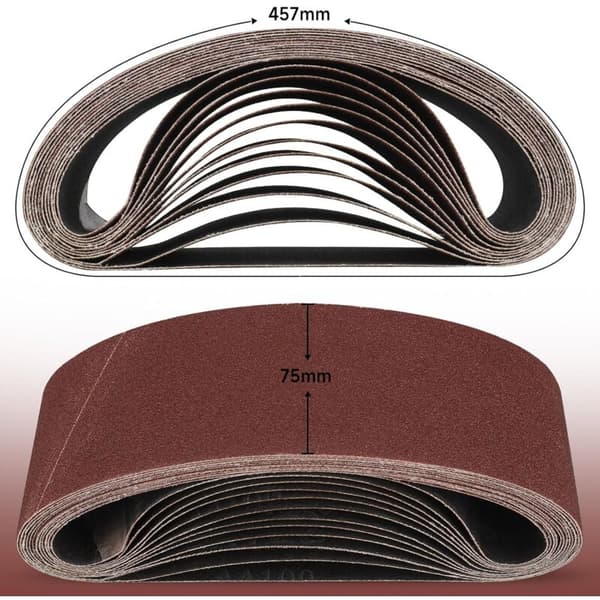 Sanding Belts 75x457 mm, 10 pcs 60 Grit Sanding Belt Set