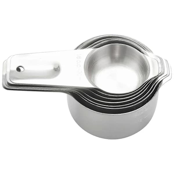 7-delt målesæt med 1/8 kop kaffemål, målekop i rustfrit stål, 7-delt stabelbart