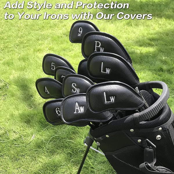 Golf Iron Head Covers, Syntetiskt Läder Headcovers med Nummer, Deluxe Value, Set om 12