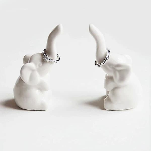 Elefant Ringholder 2-pak, Smykkeringsstativ, Forlovelsesring til bryllup