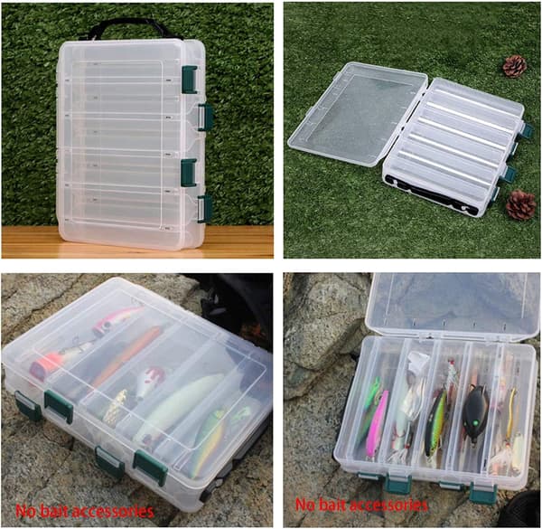 Transparent Bait Box, Double-Sided Visible Handle, 10 Compartments