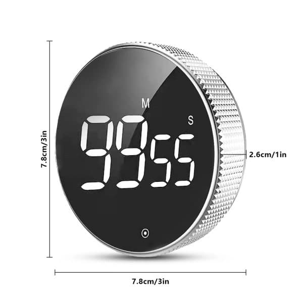 Rund roterende digital timer Stoppeklokke LED 99 minutter 59 sekunder