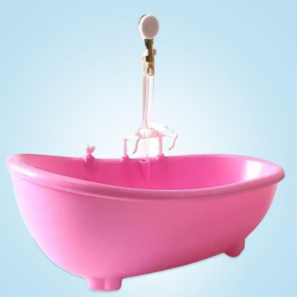 ZHOUBA Elektrisk docka badkar spouting vatten ljud miniatyr dockhus badkar för 1/6 dockor Db Pink Pink