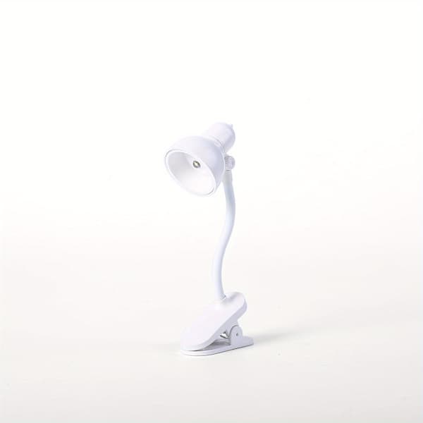 Clip Small Table Lamp, Portable Book Clip Night Light, Random Angle Rotating Freely Bendable White
