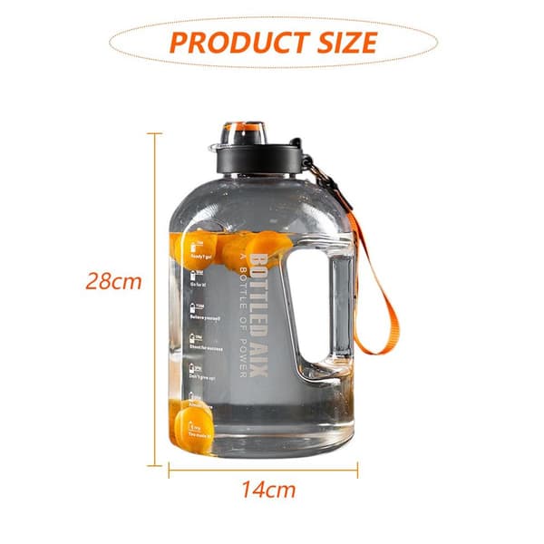 2.2L Water Bottle with Straw, Black KLB