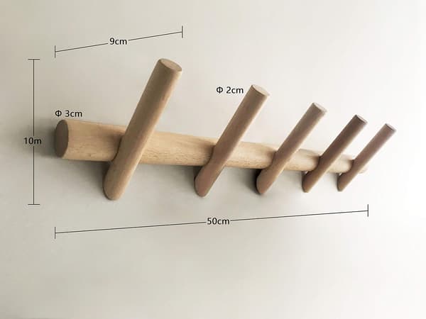 Branch Väggmonterad Trä Klädhängare 5 Krokar Design Klädställ Vägg