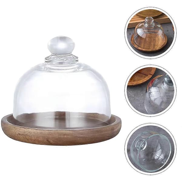 Mini Cake Stand Dessert Cheese Candy Plate With Glass Dome Snack Plate With Bell