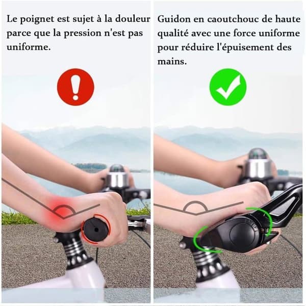 Ergonomiske cykelgreb, 1 par skridsikre MTB-greb i gummi og aluminium Cornet cykelgreb