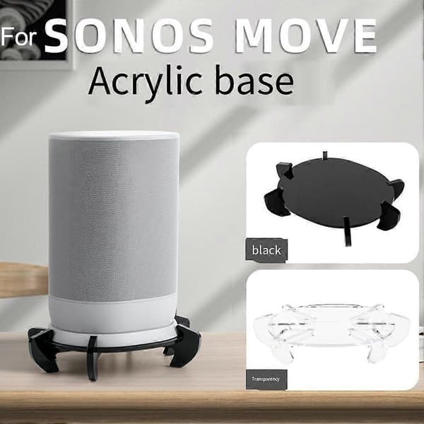 1 stk. Akryl højttalerstativ til Sonos Move, Pladsbesparende design, Skridsikker stabilitet, Sort