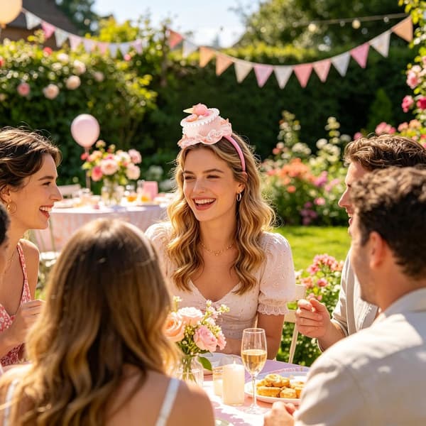 Kakehatt, pannebånd, søtt hår, bursdagsgave, rekvisitter rose - rose