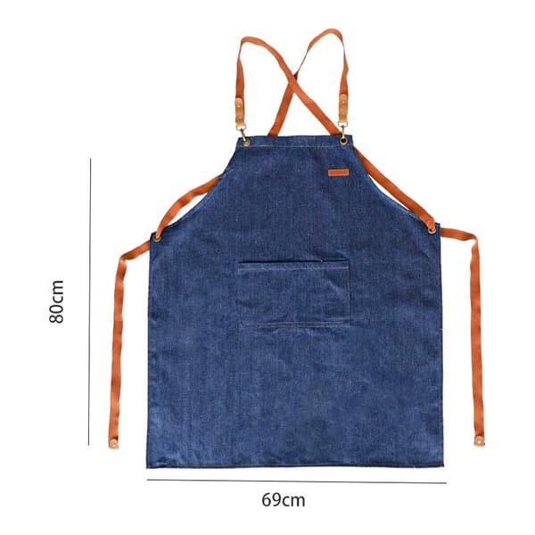 Justerbart denimkøkkenforklæde med lomme, madlavningsforklæde til kvinder og mænd, til café, grill, have Blue