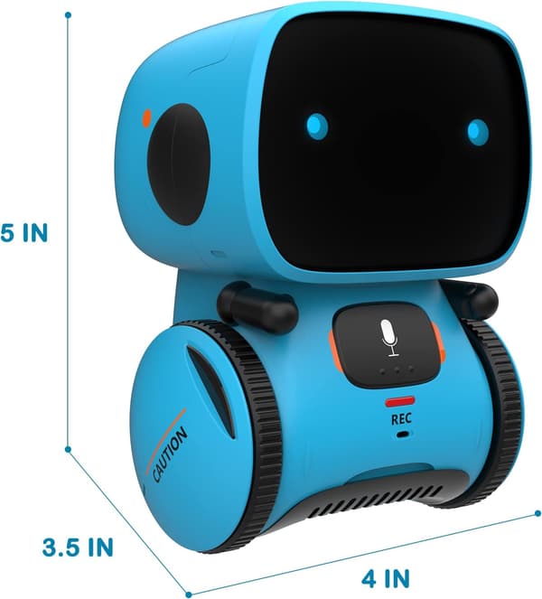 (blå) Barnerobotleke, interaktiv smart snakkende robot med stemme