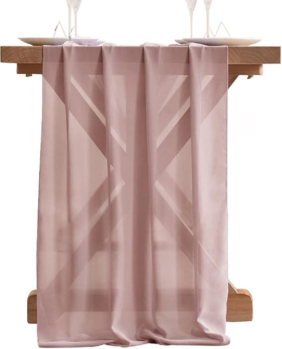 10ft Dusty Rose Chiffon Bordslöpare 29x120 Tum Bröllopsslöja Transparent