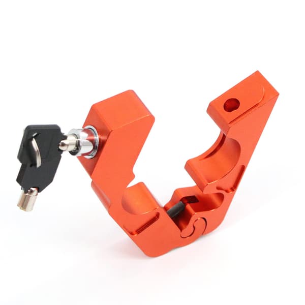 Grip Lock, Motorcycle Handlebar Grip Security Lock & Key (Orange)