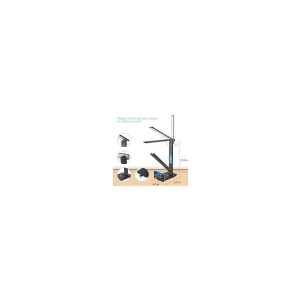 Dæmpbar LED-skrivebordslampe, 3 tilstande - 3 lysstyrkeniveauer - LCD-display - Trådløs opladningsfunktion - Øjenbeskyttelse