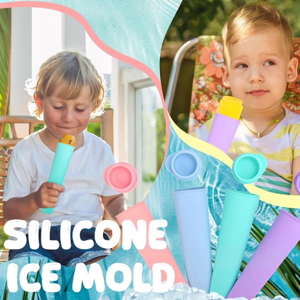 8-delt sæt silikoneisforme, ispindeform, isform, vandisform, 4 farver, 19 cm lang