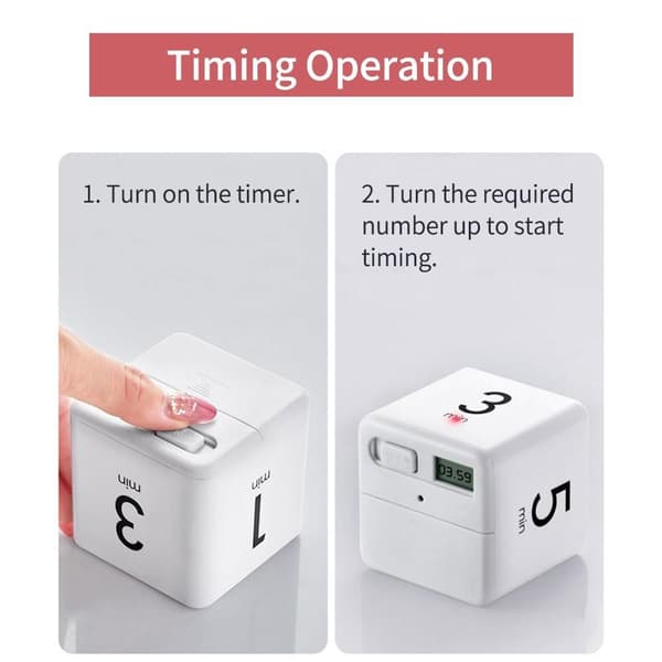 Digital timer nedtelling alarm 1 - 3 - 5 - 10 minutter Vit white