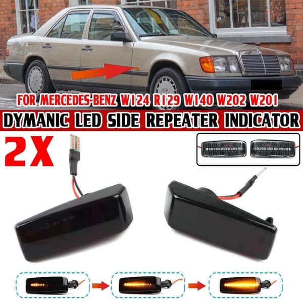 2X LED dynamiske sidemarkeringslygter blinklys til C E S SL-klasse W201 190 W202 W124 W140 R129