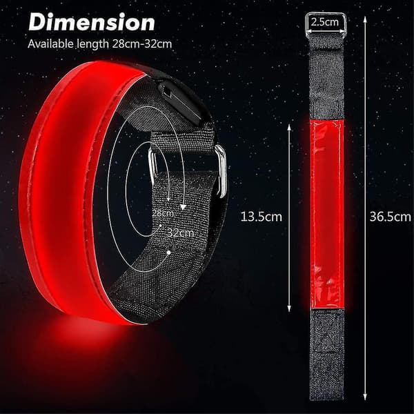 2-pack running lights for runners, rechargeable LED armband, reflective Red Red