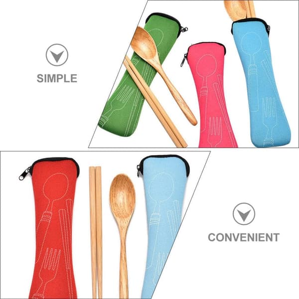4-pack bestickpåse, resebestickfodral, lunchbestickförvaring