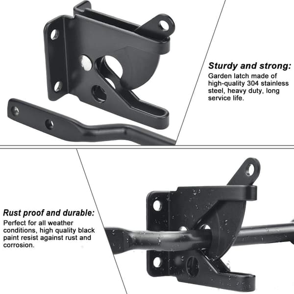 Automatic Stainless Steel Gate Latch with Gravity Arm, Black