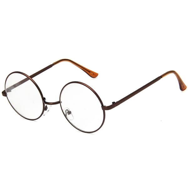 Bronze Brown Round Glasses with Clear Lenses without Strength