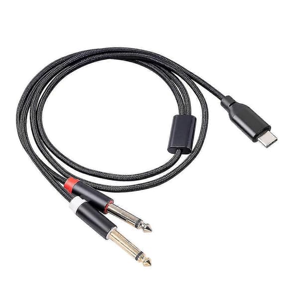 USB C -äänikaapeli kahdella 6,35 mm:n liittimellä