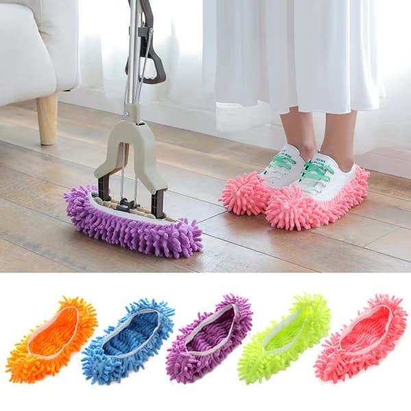 5 Pairs Multifunctional Dust Mop Slippers Shoe Covers, Soft