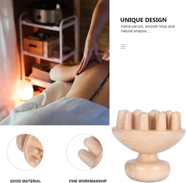 Svampformad trämassageborste för att lindra huvudvärk