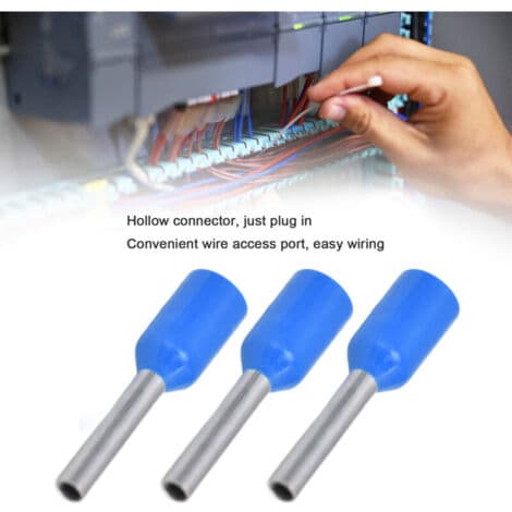 1000 st isolerade crimpterminaler för elektriska stift 20 AWG sladdändskontaktsats E7508 blå