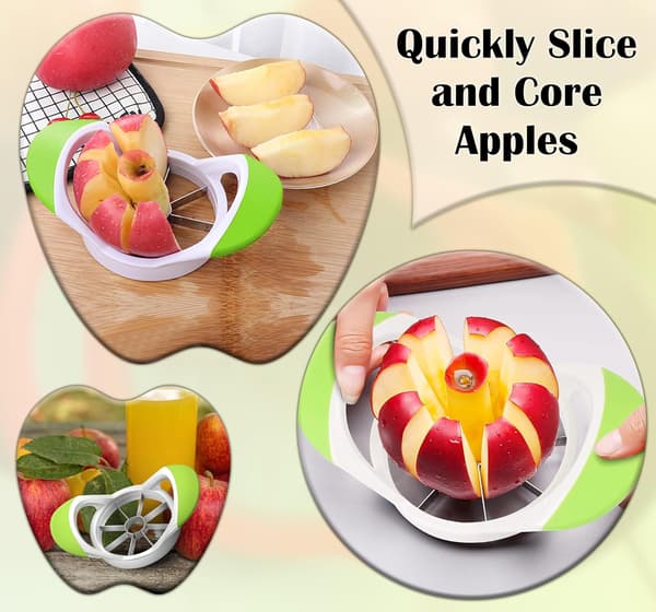 Apple Slicer and Corer (8 Blades) - Thin-slicing Apple Wedger 2-in-1 Apple Corer and Slicing Tool with Non-slip Soft Grip.