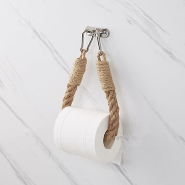Luova WC-paperiteline hamppuköydestä, seinään asennettava pyyheteline