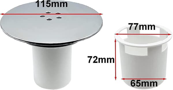 Bruseafløbsdæksel, Bruseafløbsdæksel Erstatning, 90mm / 115mm Bruseafløbsdæksel, Bruseafløbsdæksel, Bruseafløbsdæksel Krom, Sh