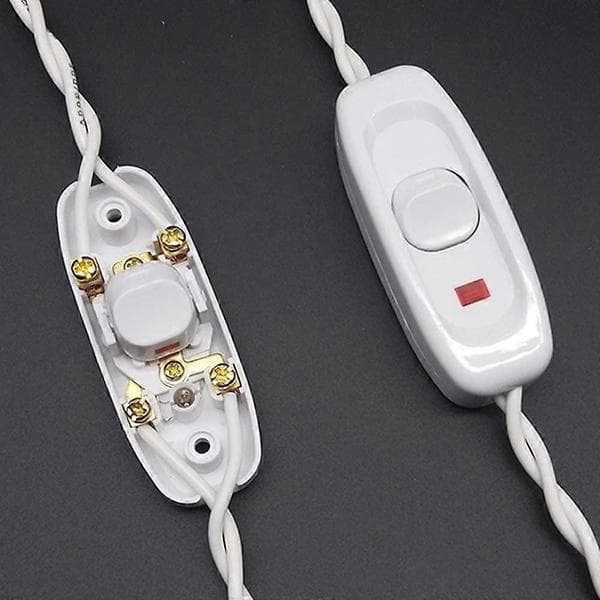 Practical and Beautiful 2-pack Bedside Lamp Switch AC 250V 10A Inline ON/OFF Table Lamp Cord Cable Switch with LED Indicator