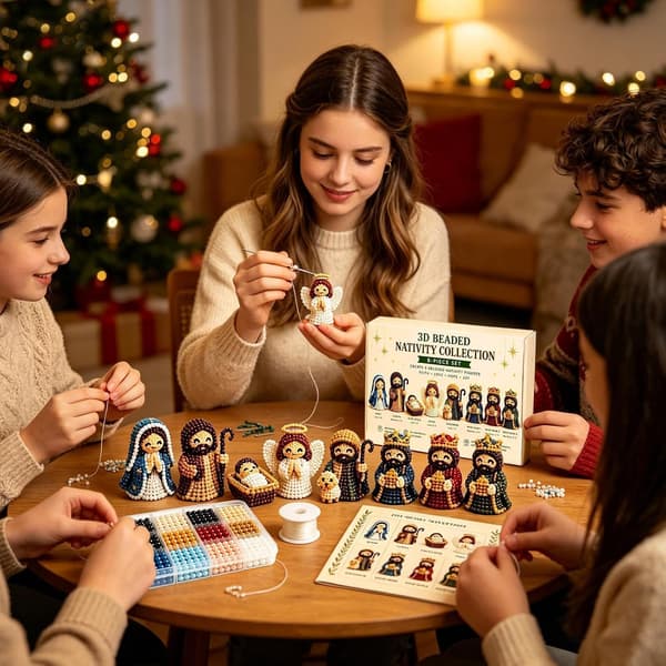 3D Pärlad Julkrubba Figurin kit, DIY Julpysselset För Vuxna -