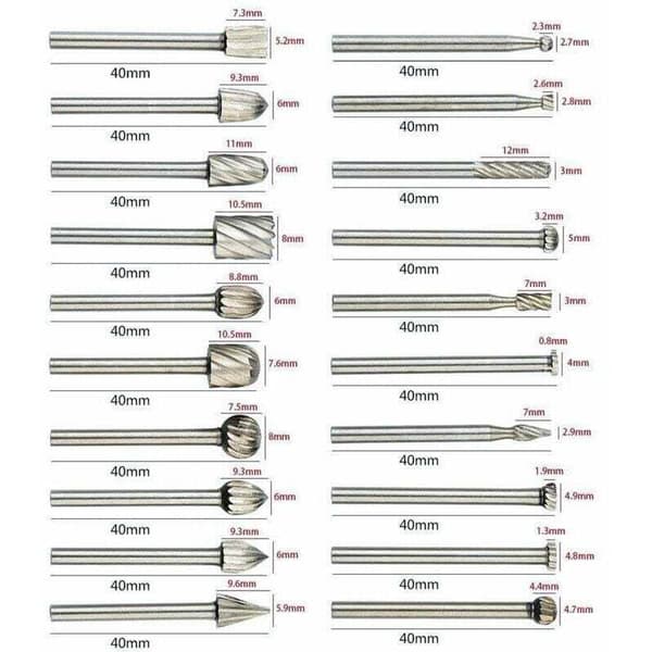 20-pack Dremel Volframkarbid Fräsborrar Borr Bits Roterande Slipmaskin..AVGRADER