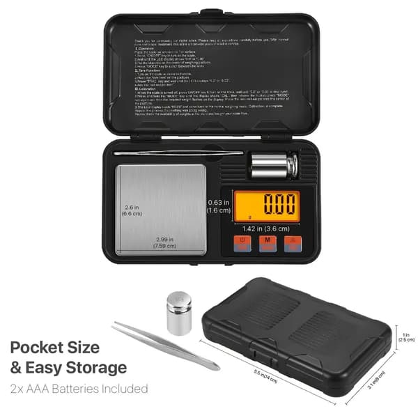 Digital Electronic Scale, Includes Tweezers, LCD Light, 50G Calibration Weight, 200G/0.01G