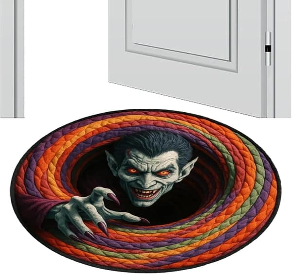 Tæppe med optisk illusion, 60 cm, blødt, skridsikkert, til Halloween vampyr - Vampir