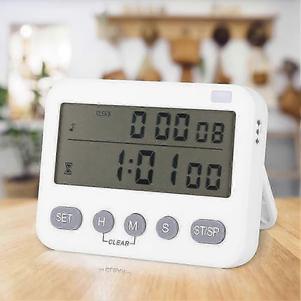 Hjem Køkken Timer Lydløs Vibrationsvækkeur Påmindelse Hvid szrh