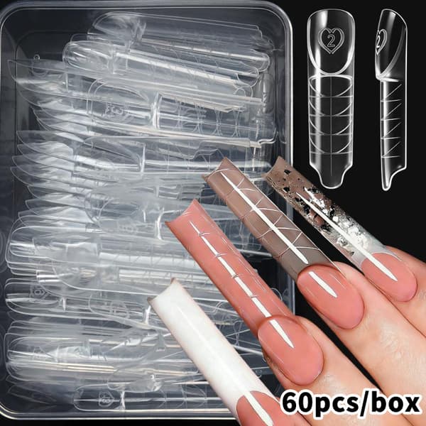 60/75/150 pcs Space French Dual Forms Nail Molds 15 Sizes Reusable A1