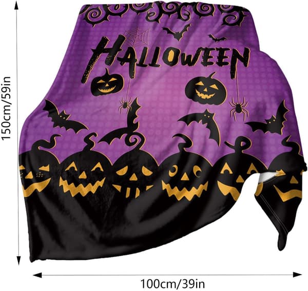 Efterårs-kastetæppe 100 x 150 cm Halloween fluffy flanel tæppe -