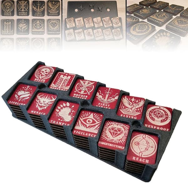 Ability Tracking Counter for Tabletop Games, Fun and Unique Wooden Ability Counters with Storage Box Blue Blue