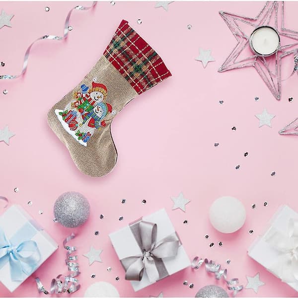 5D Diamantmålning Julstrumpor - Juldekorationspresent - Hängande och Fyllbara Julstrumpor