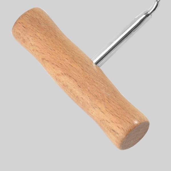 Wine Corkscrew T-shaped Manual Opener, Corkscrew with Wooden Handle