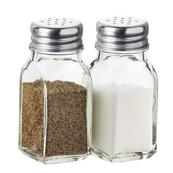 Saltkar, rustfrit stål/glas, traditionel, sølv/transparent KLB