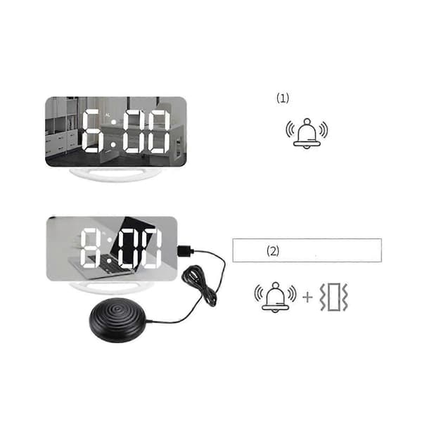 LED Vibration Alarm Clock Multifunctional Dual USB Charging Silent Bedside Lamp for the Deaf and Hard of Hearing